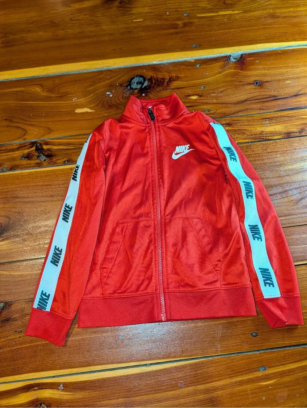 Nike Red Track Jacket with Logo Tape Detail